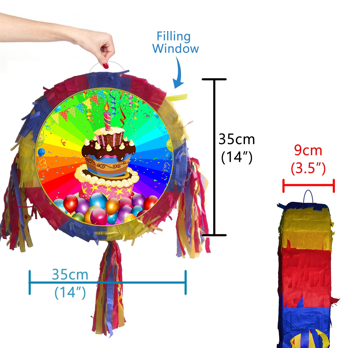 Number Birthday Piñata with Stick & Blindfold, Party Game (UK)