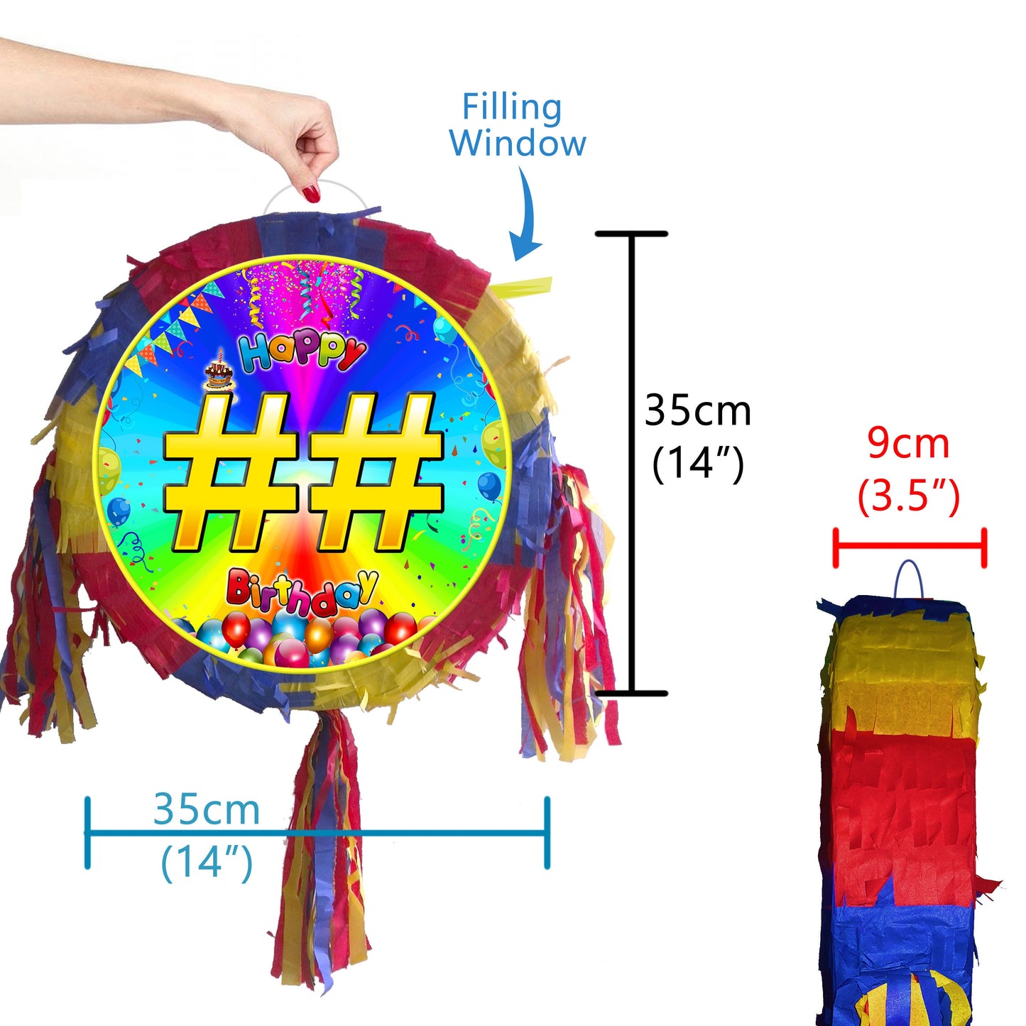 18th Birthday Pinata with Stick & Blindfold, Rainbow Party Game