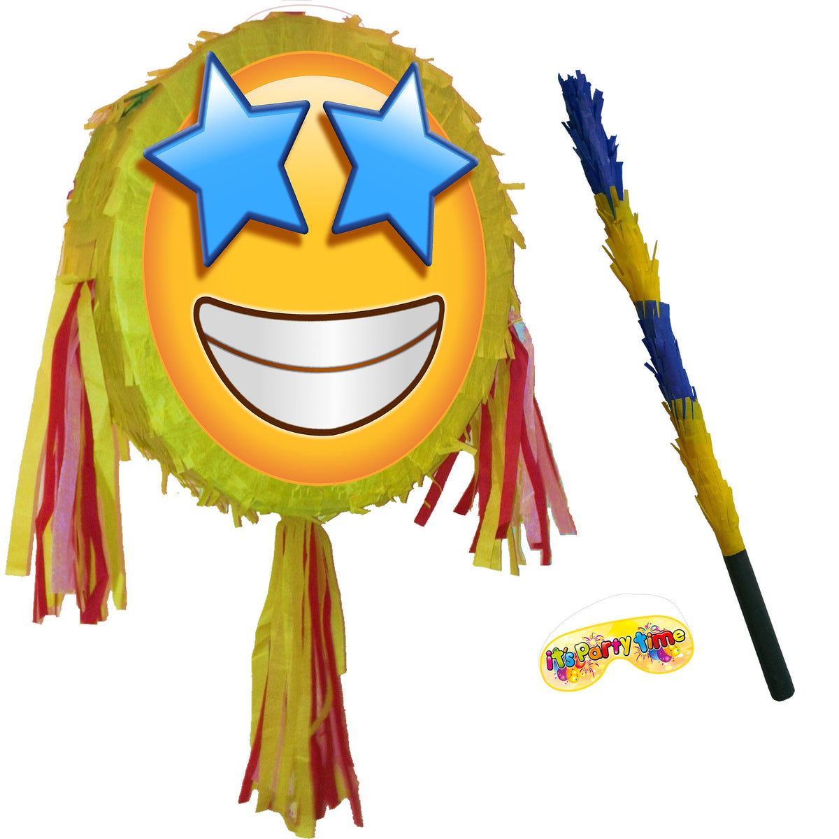 Star-Struck Emoji Pinata with Stick & Blindfold