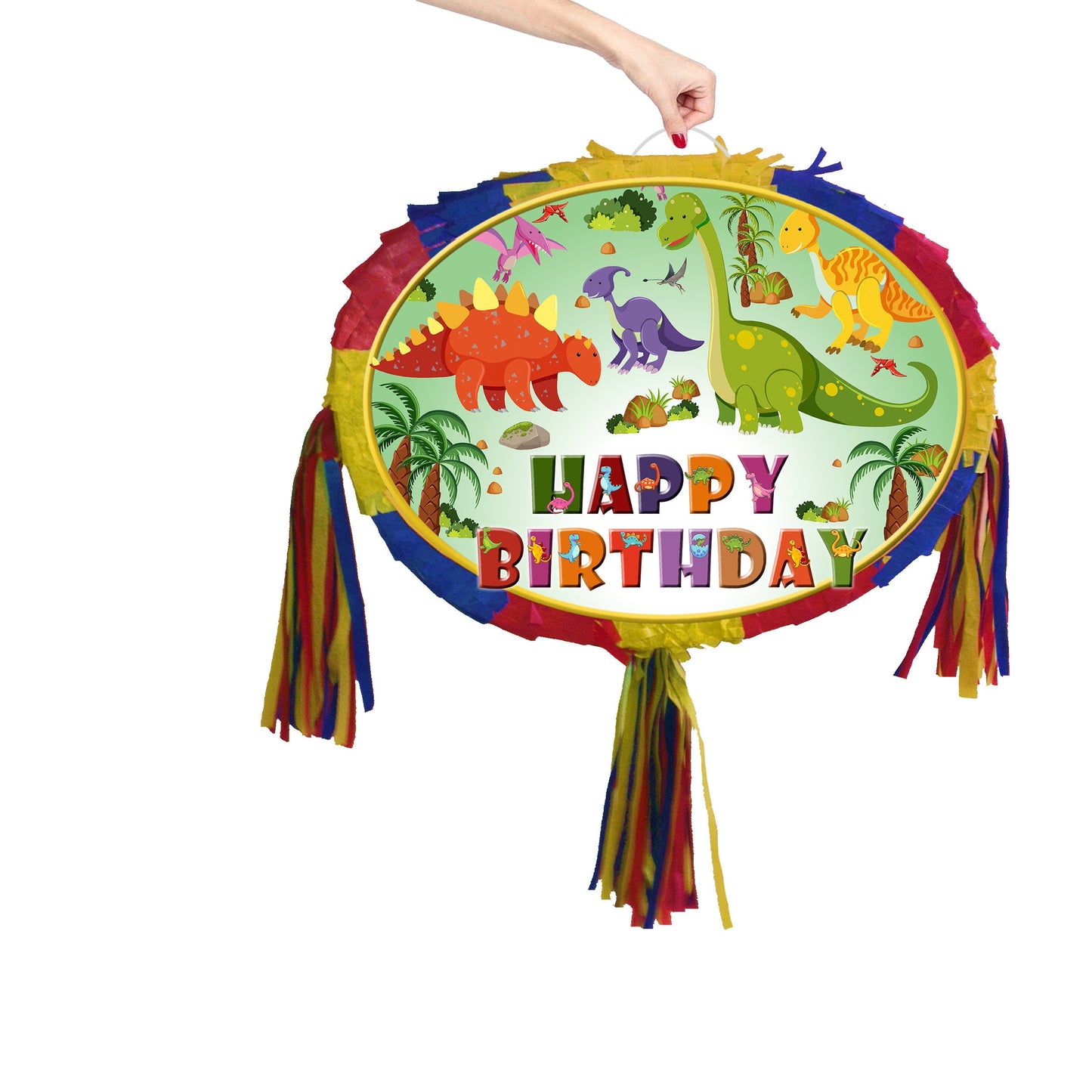 Dinosaur Birthday Pinata with Stick & Blindfold