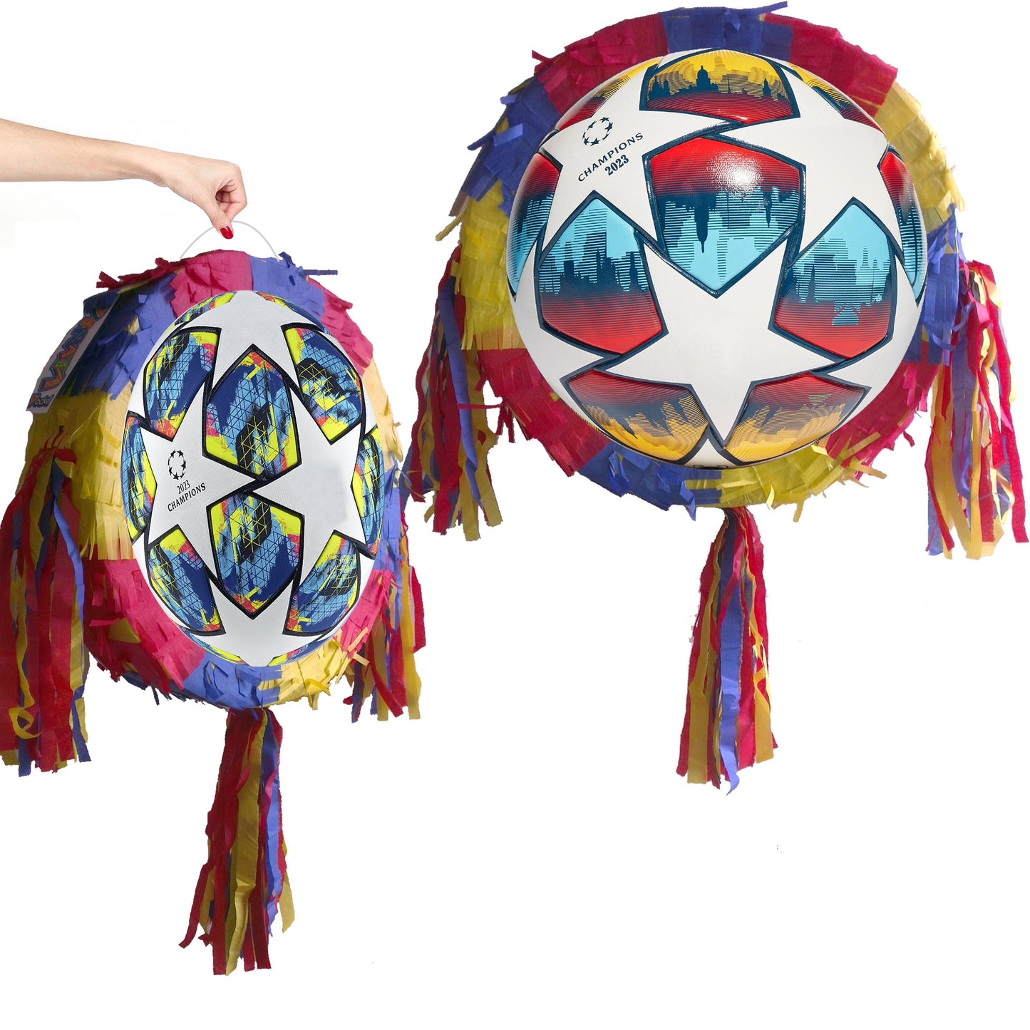 Football Piñata with Stick & Blindfold: Soccer Party Game