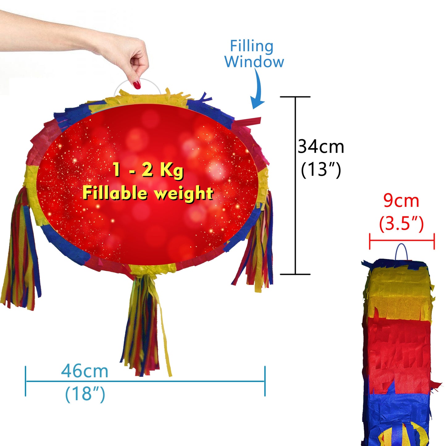 Building Blocks Pinata, Happy Birthday Party Game with Stick & Blindfold