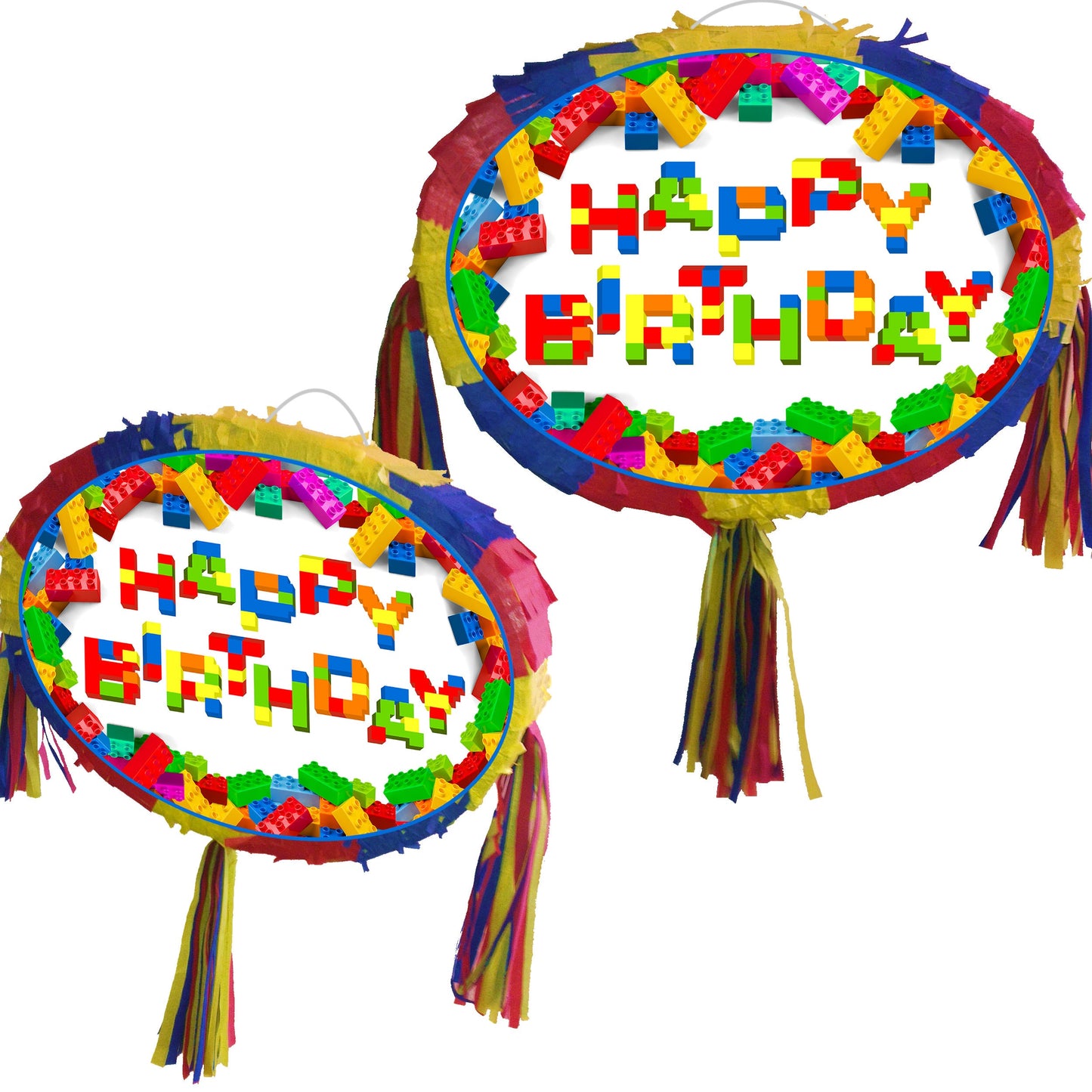 Building Blocks Pinata, Happy Birthday Party Game with Stick & Blindfold