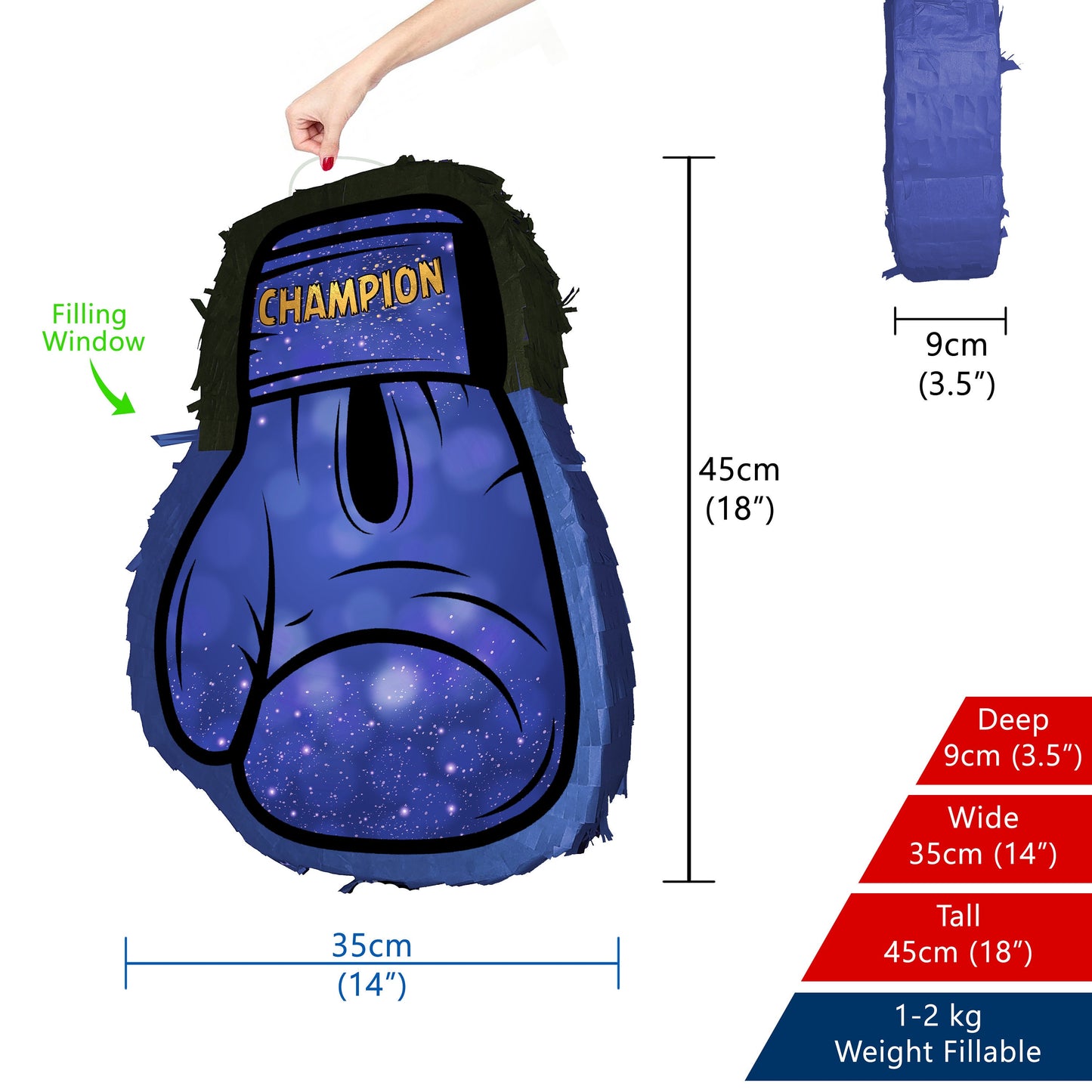 Blue Boxer Glove Pinata with Stick & Blindfold