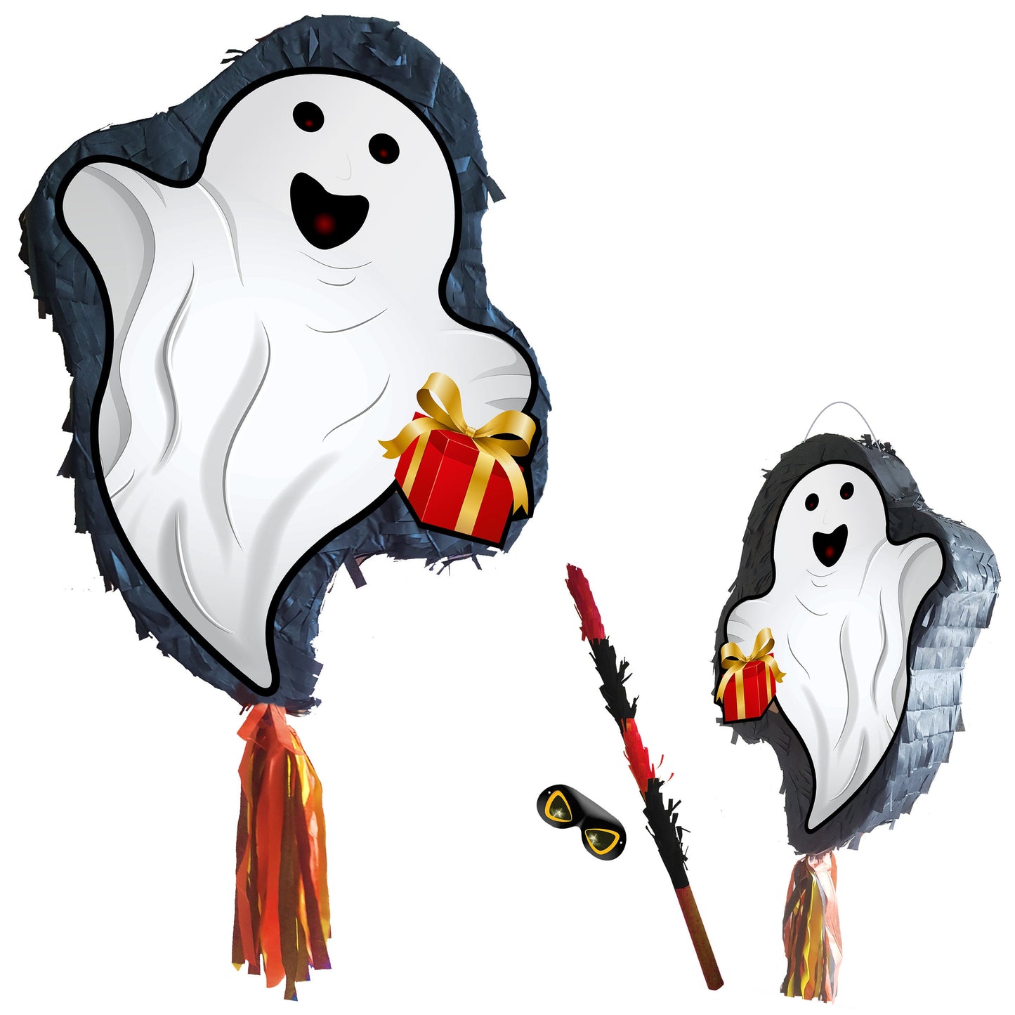 Ghost Piñata with Stick & Blindfold, Halloween Party Game