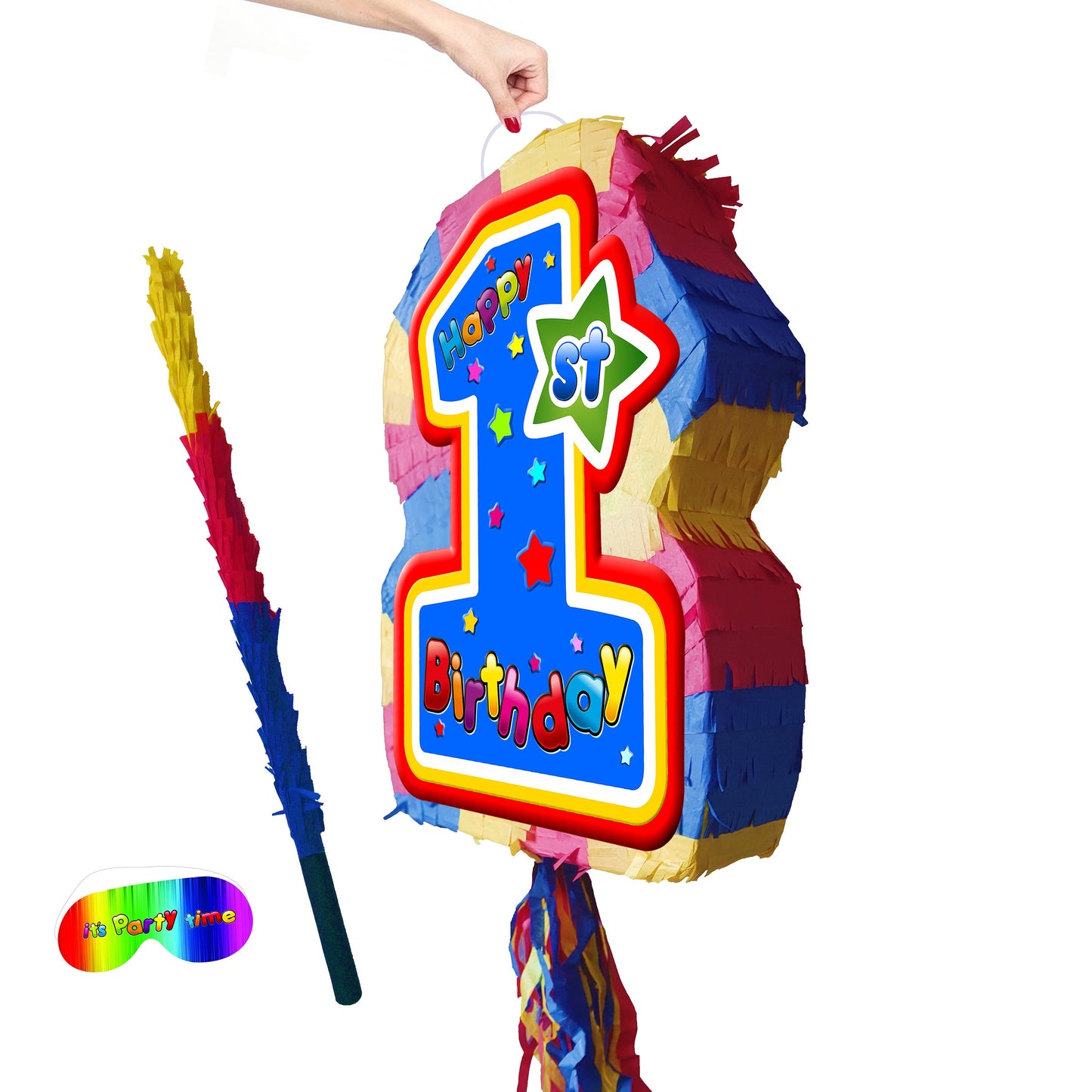 First Birthday Number One Pinata with Stick & Blindfold