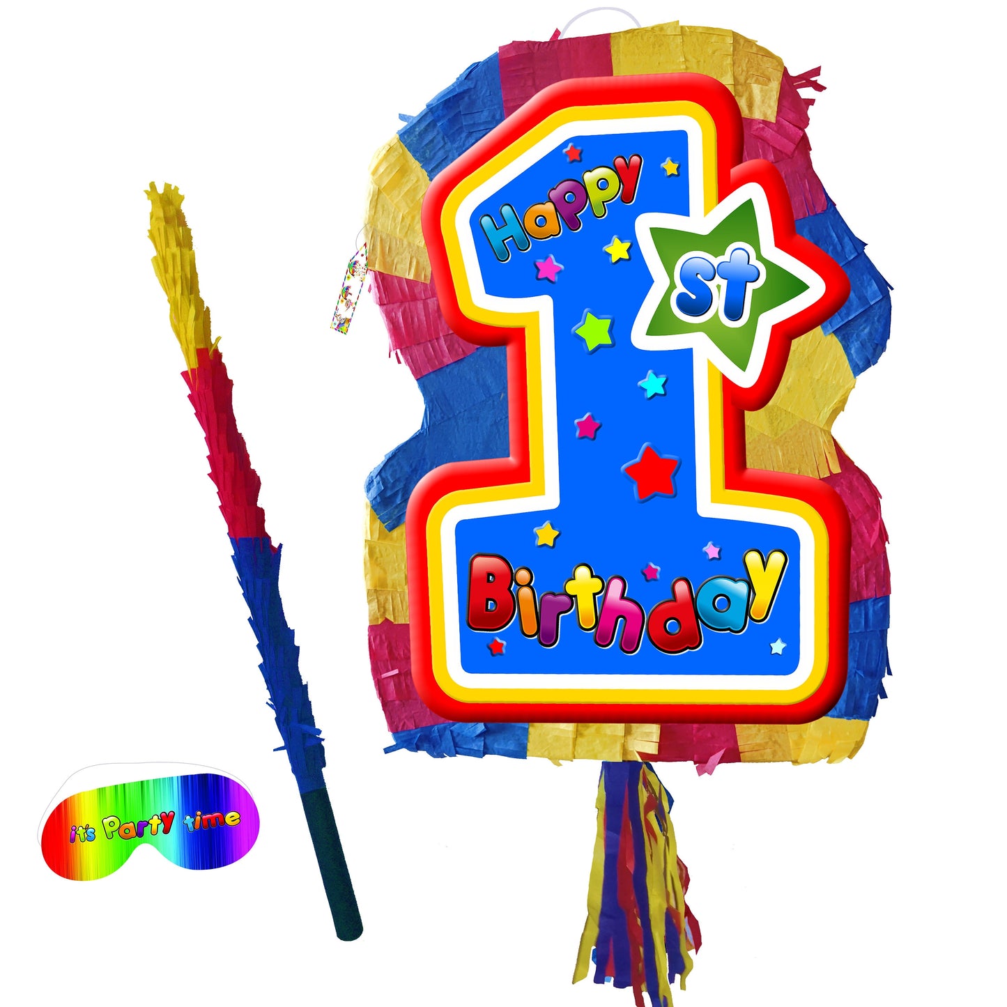 First Birthday Number One Pinata with Stick & Blindfold