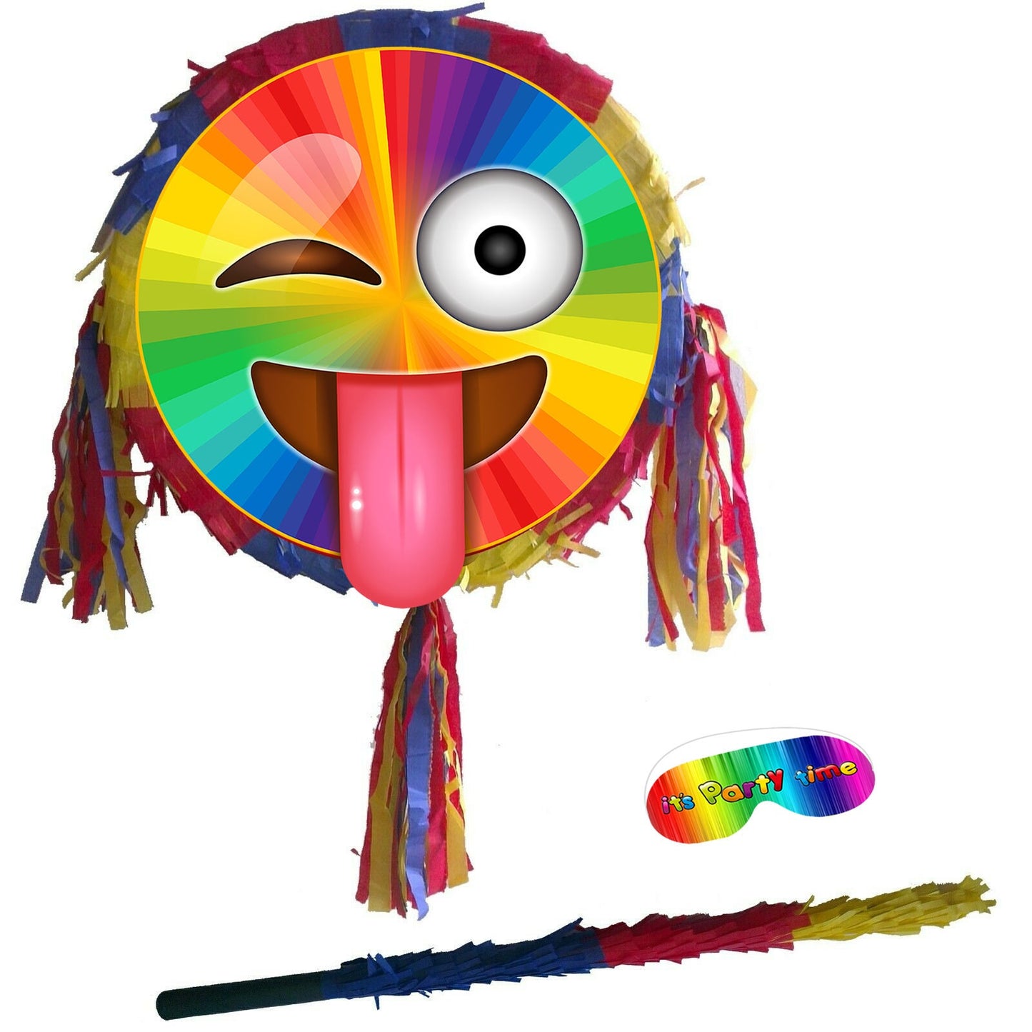 Emoji Birthday Pinata with Stick & Blindfold, Smash Game