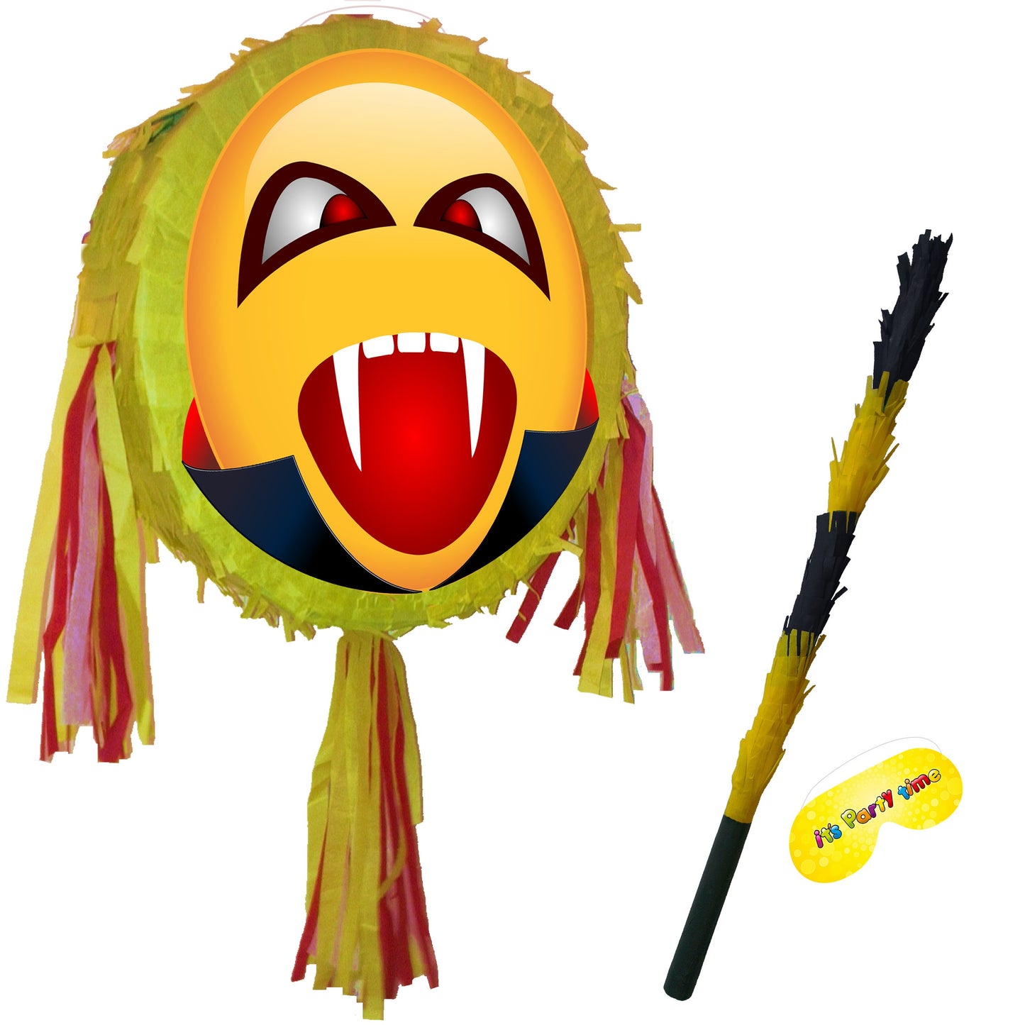 Vampire Emoji Pinata Set: Halloween Party Game with Stick & Blindfold