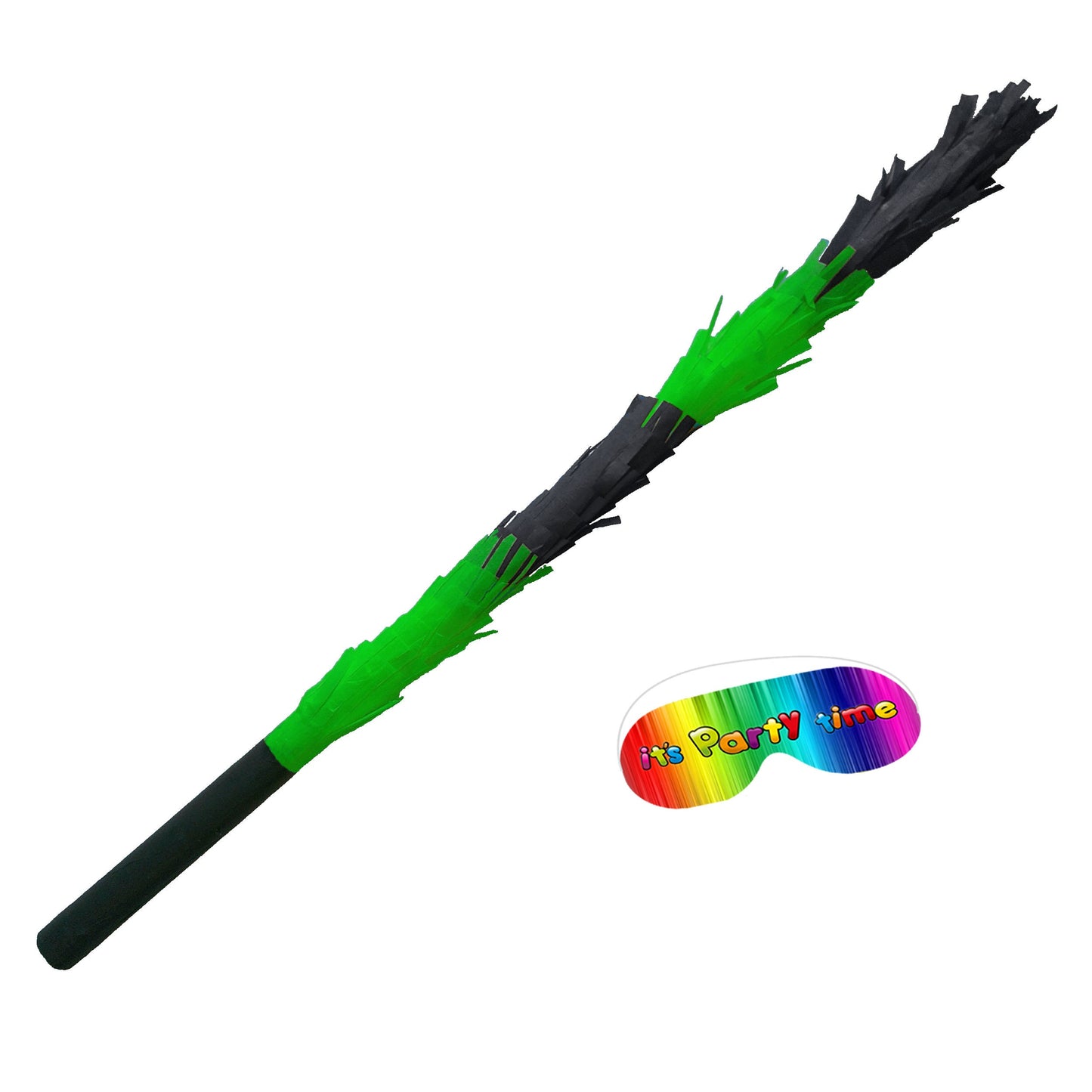 Piñata Stick: Green & Black Smashing Bat with Blindfold