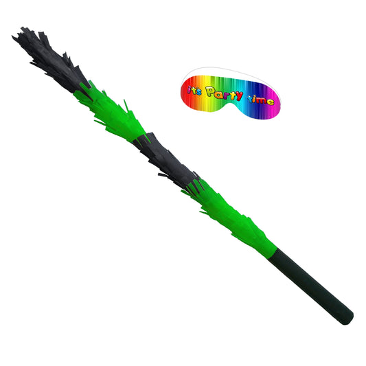 Piñata Stick: Green & Black Smashing Bat with Blindfold