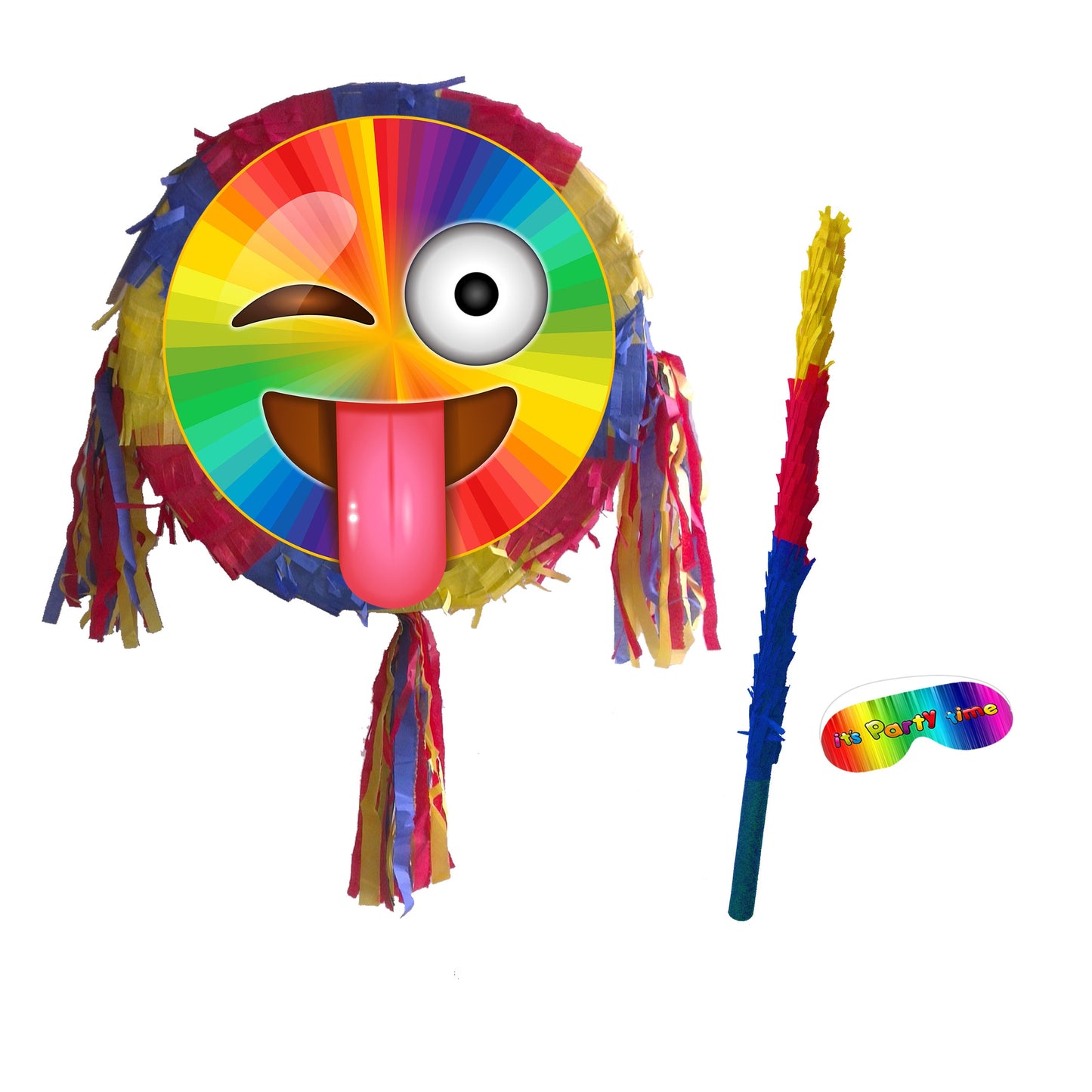 Emoji Birthday Pinata with Stick & Blindfold, Smash Game
