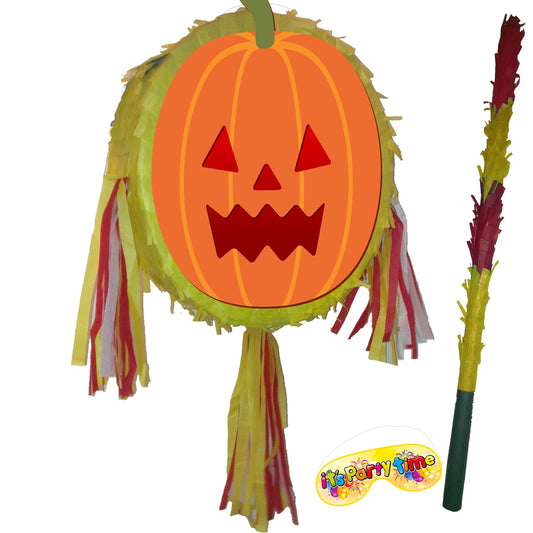 Emoji Pumpkin Piñata with Stick & Blindfold, Halloween Party Game