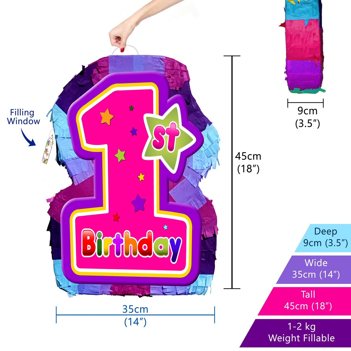Girl 1st Birthday Number One Pinata, Stick & Blindfold
