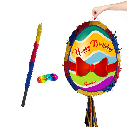 Egg Pinata with Stick & Blindfold: Birthday or Easter Party Game
