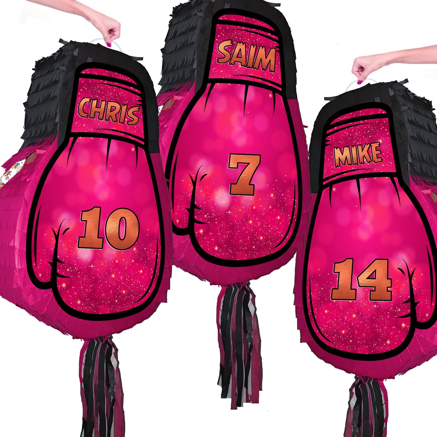 Pink Boxing Glove Pinata with Stick & Blindfold