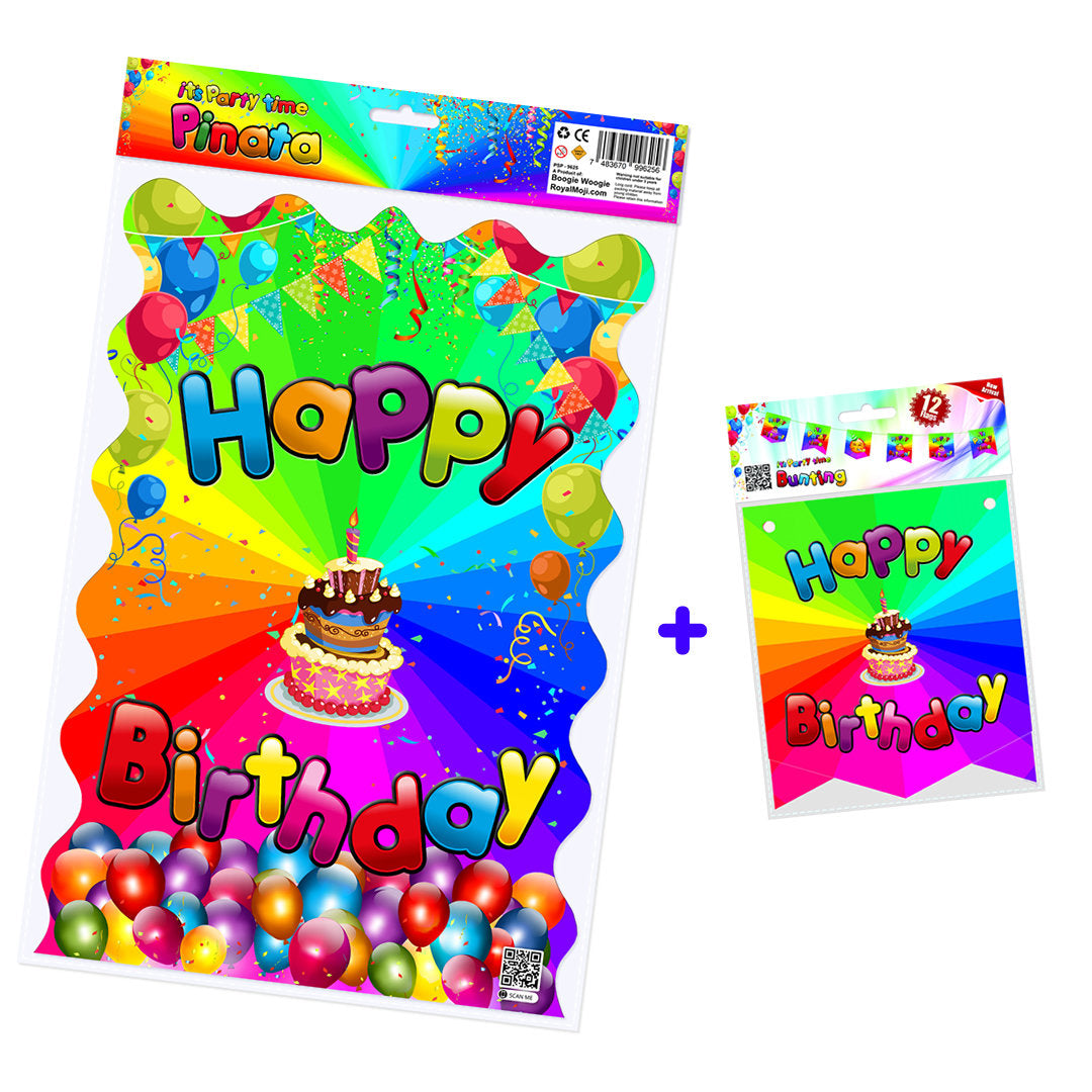Pull String Birthday Pinata with Bunting Banner