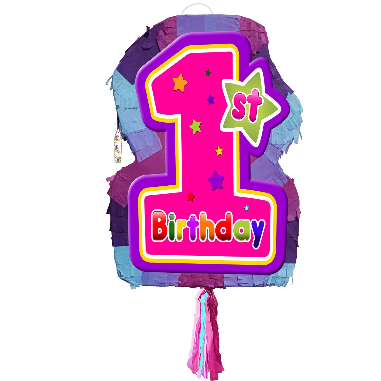 Girl 1st Birthday Number One Pinata, Stick & Blindfold