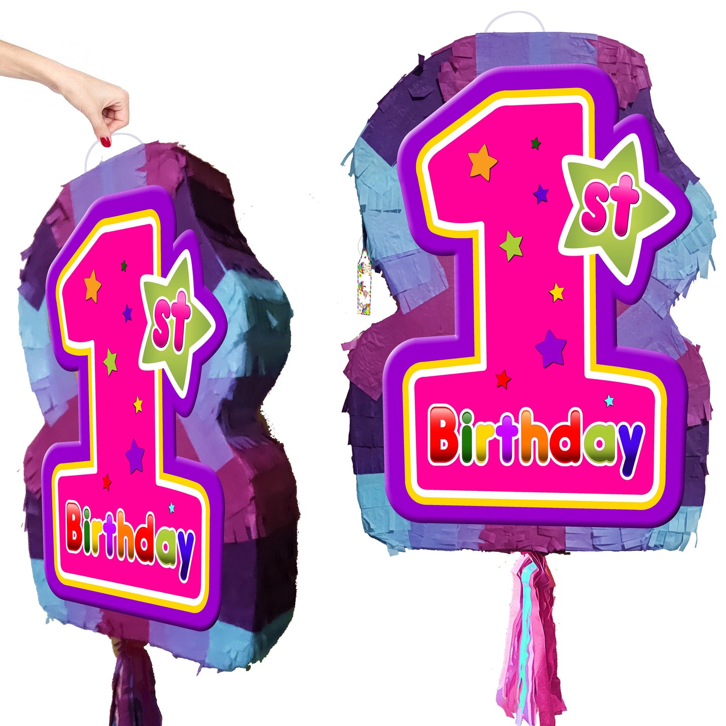Girl 1st Birthday Number One Pinata, Stick & Blindfold