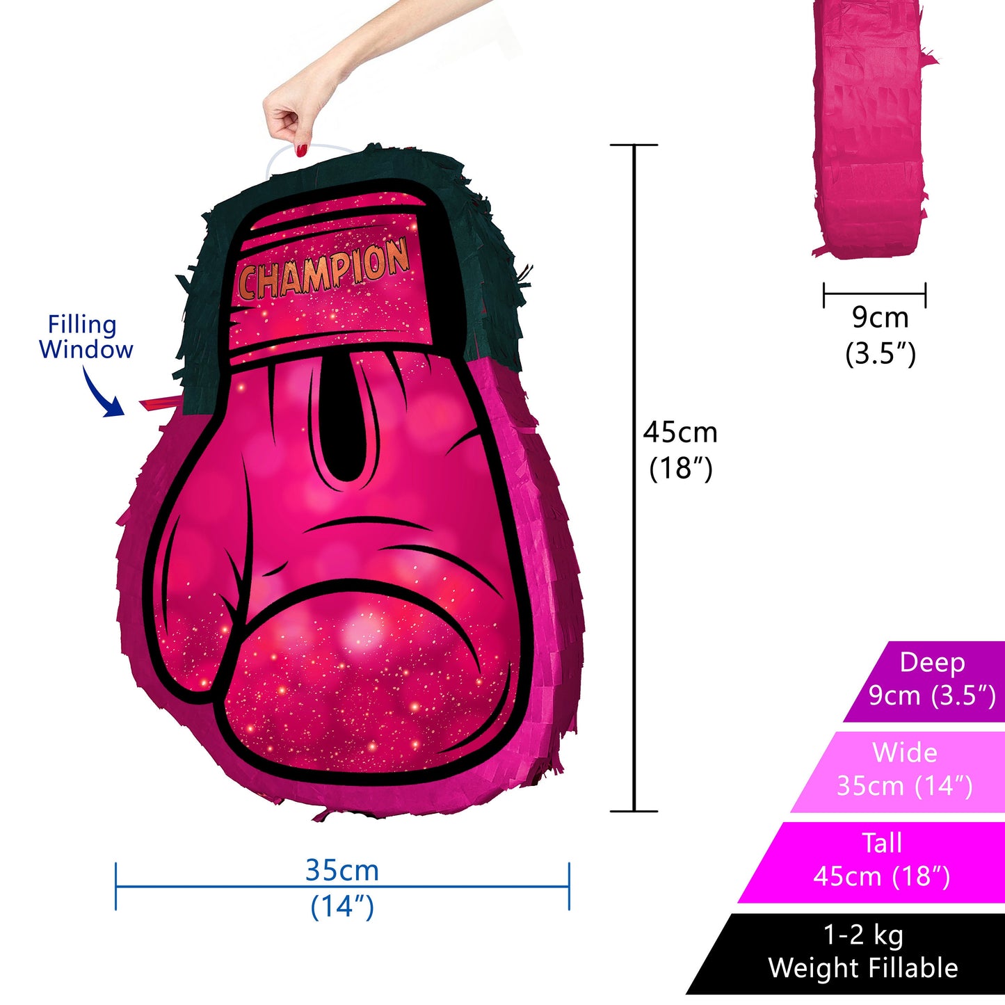 Pink Boxing Glove Pinata with Stick & Blindfold
