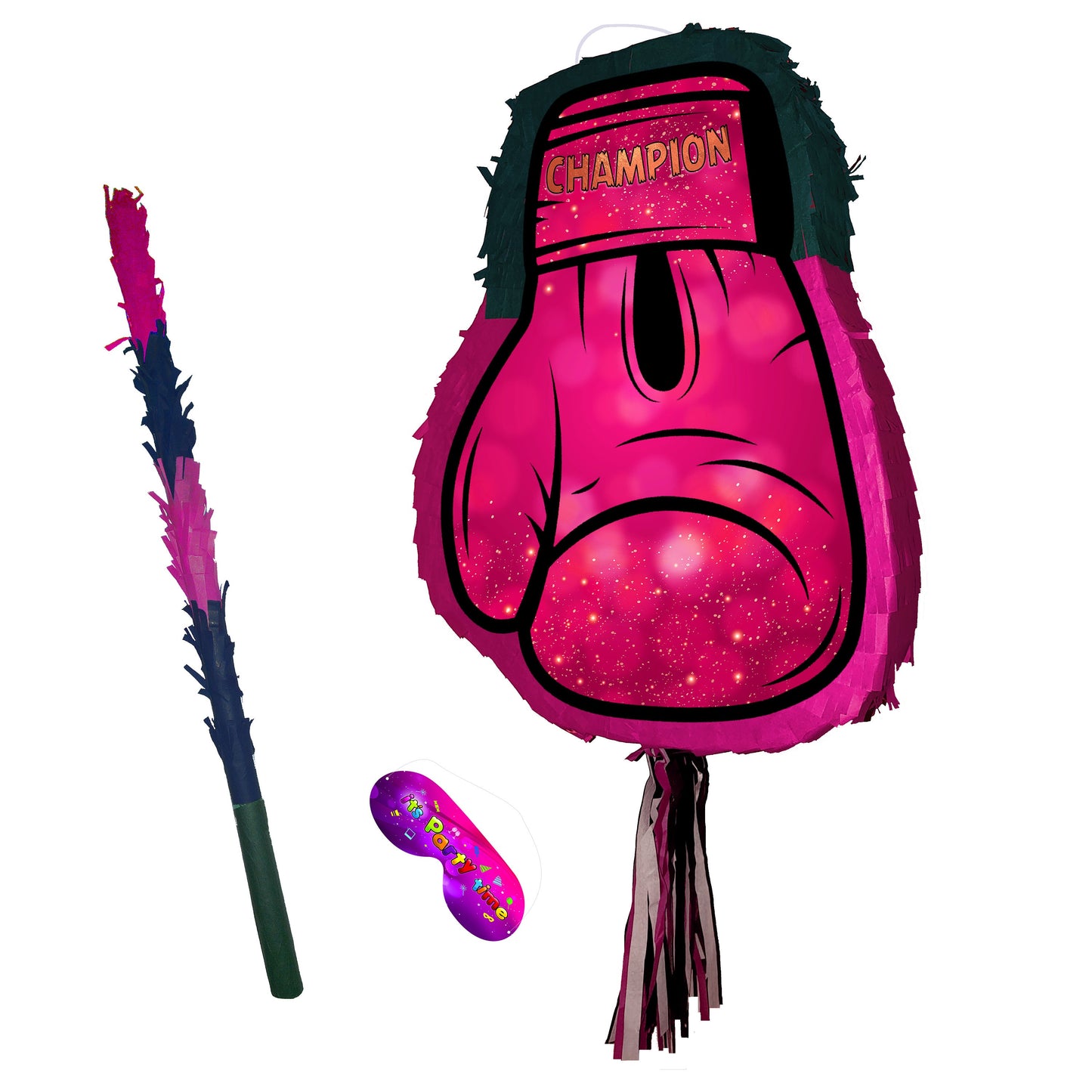 Pink Boxing Glove Pinata with Stick & Blindfold