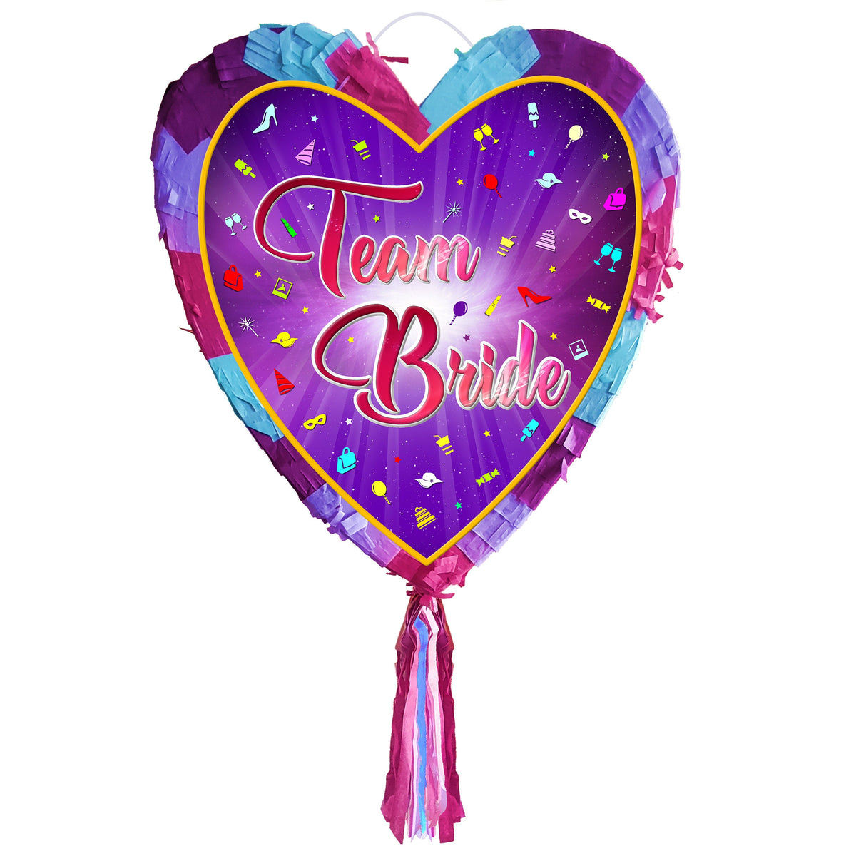 Team Bride Heart Pinata with Stick & Blindfold, Bachelorette Party Game