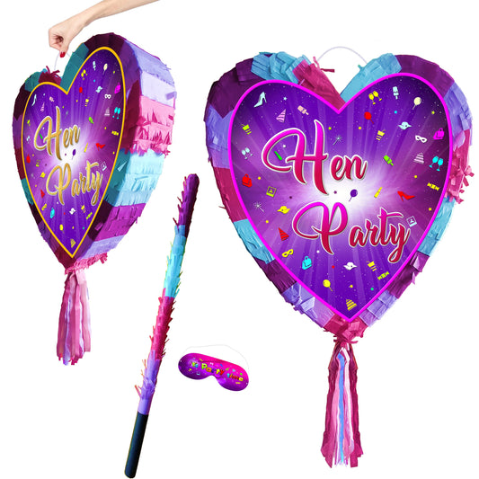 Heart Hen Party Pinata with Stick & Blindfold