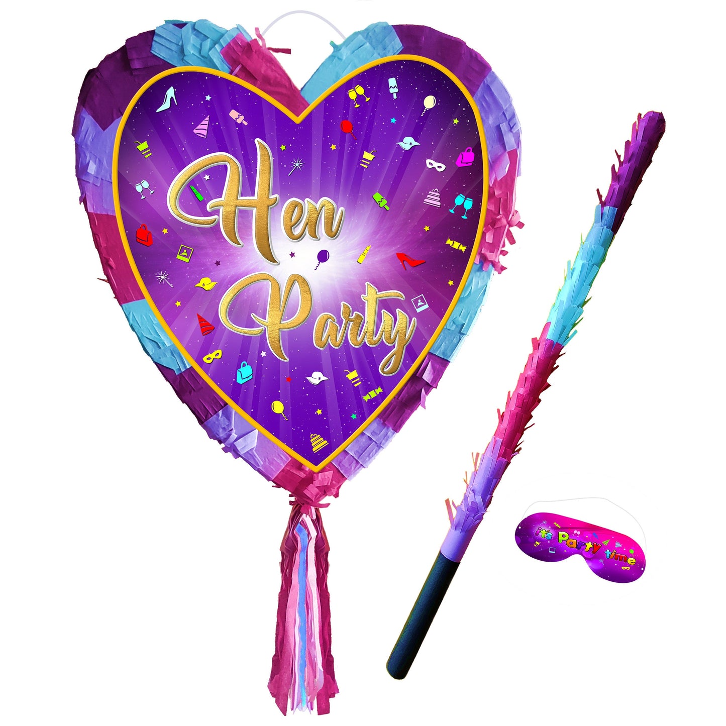 Heart Hen Party Pinata with Stick & Blindfold