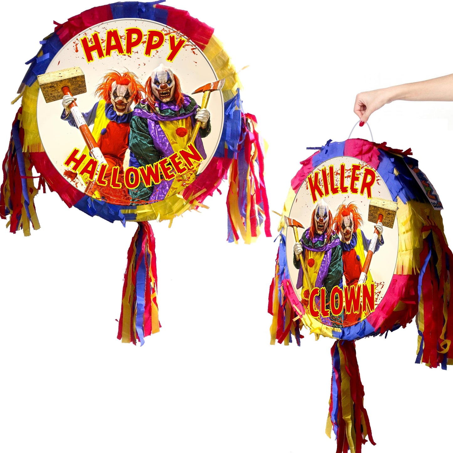 Killer Clown Pinata Set: Halloween Creepy Party, Stick & Blindfold