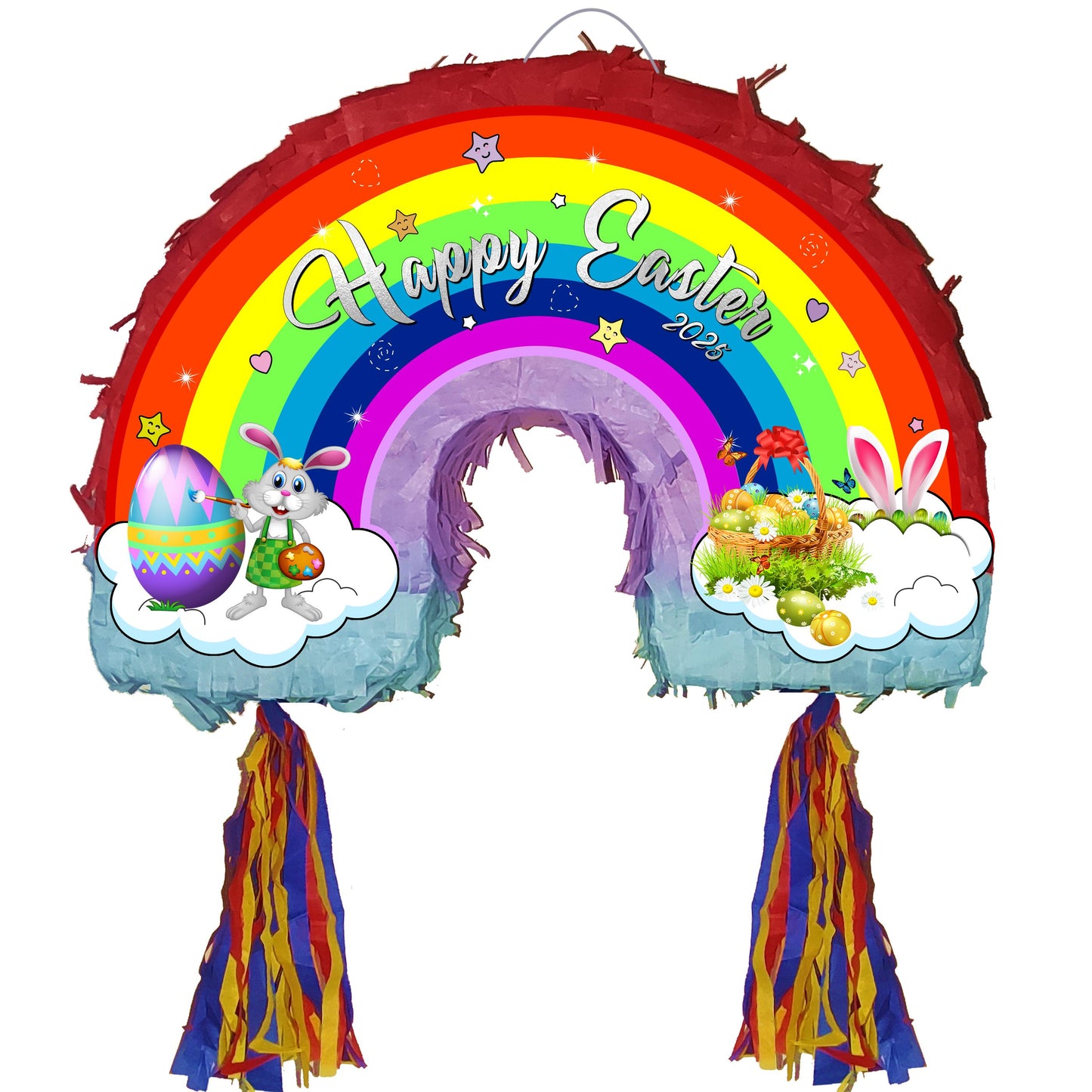 Easter Rainbow Pinata with Stick & Blindfold