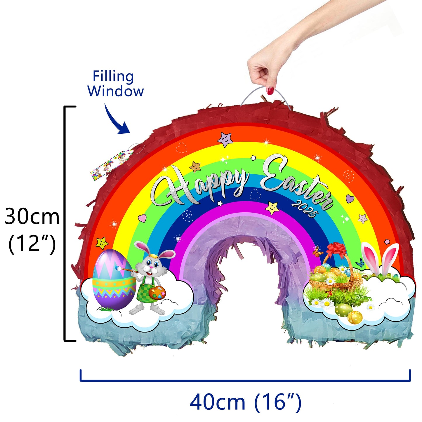 Easter Rainbow Pinata with Stick & Blindfold