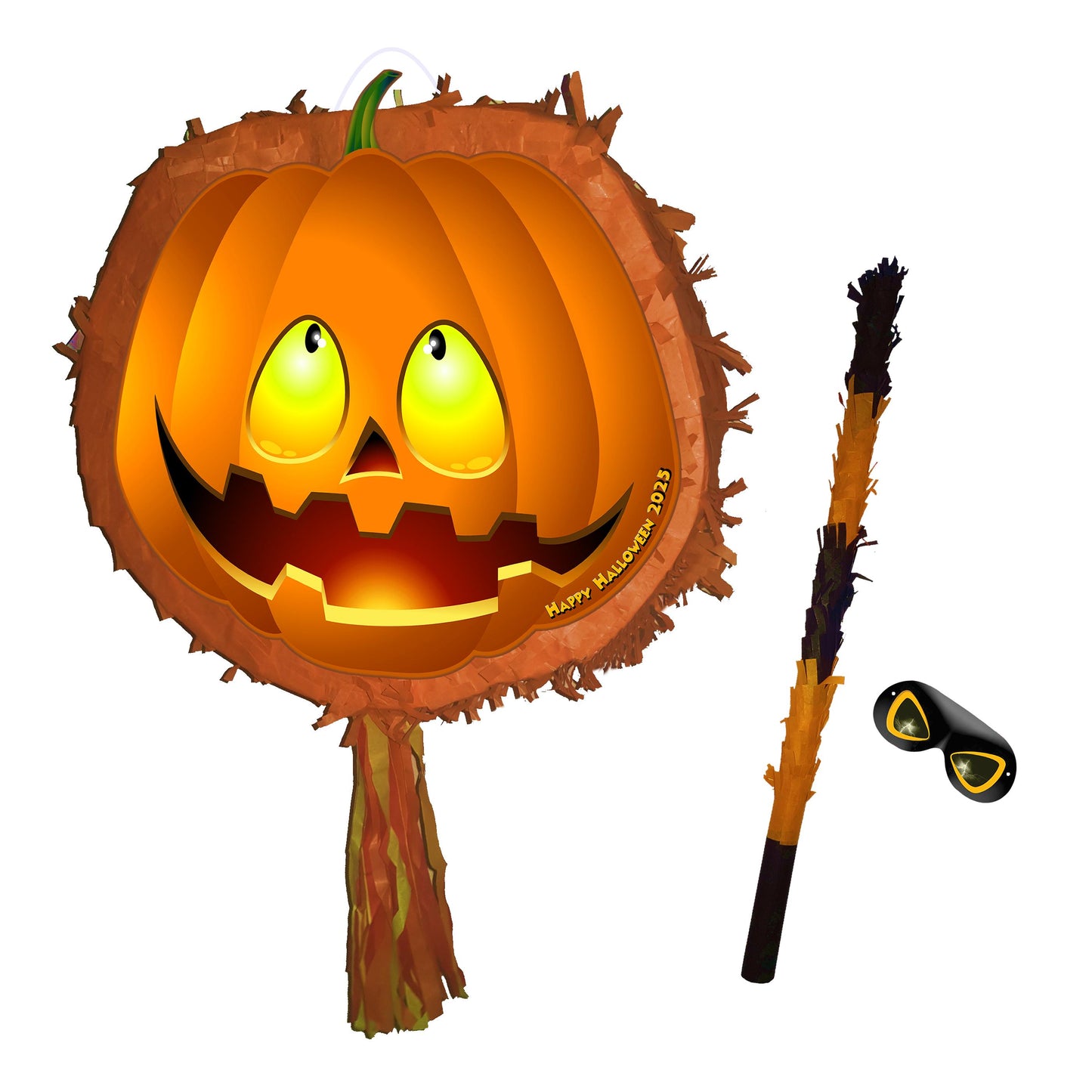 Pumpkin Piñata, Stick and Blindfold Set, Halloween Party Game