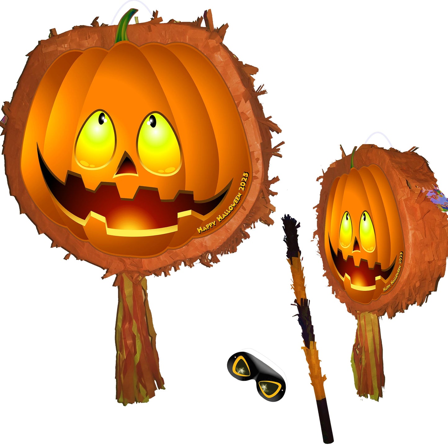 Pumpkin Piñata, Stick and Blindfold Set, Halloween Party Game