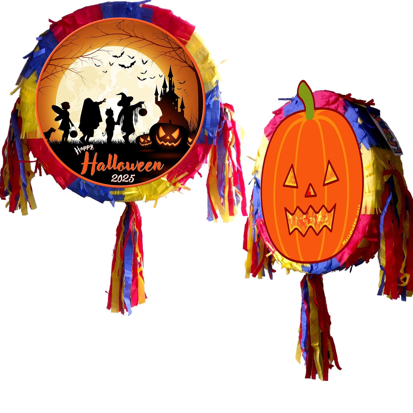 Halloween Pumpkin Piñata Set, Stick & Blindfold, Kids Party Game