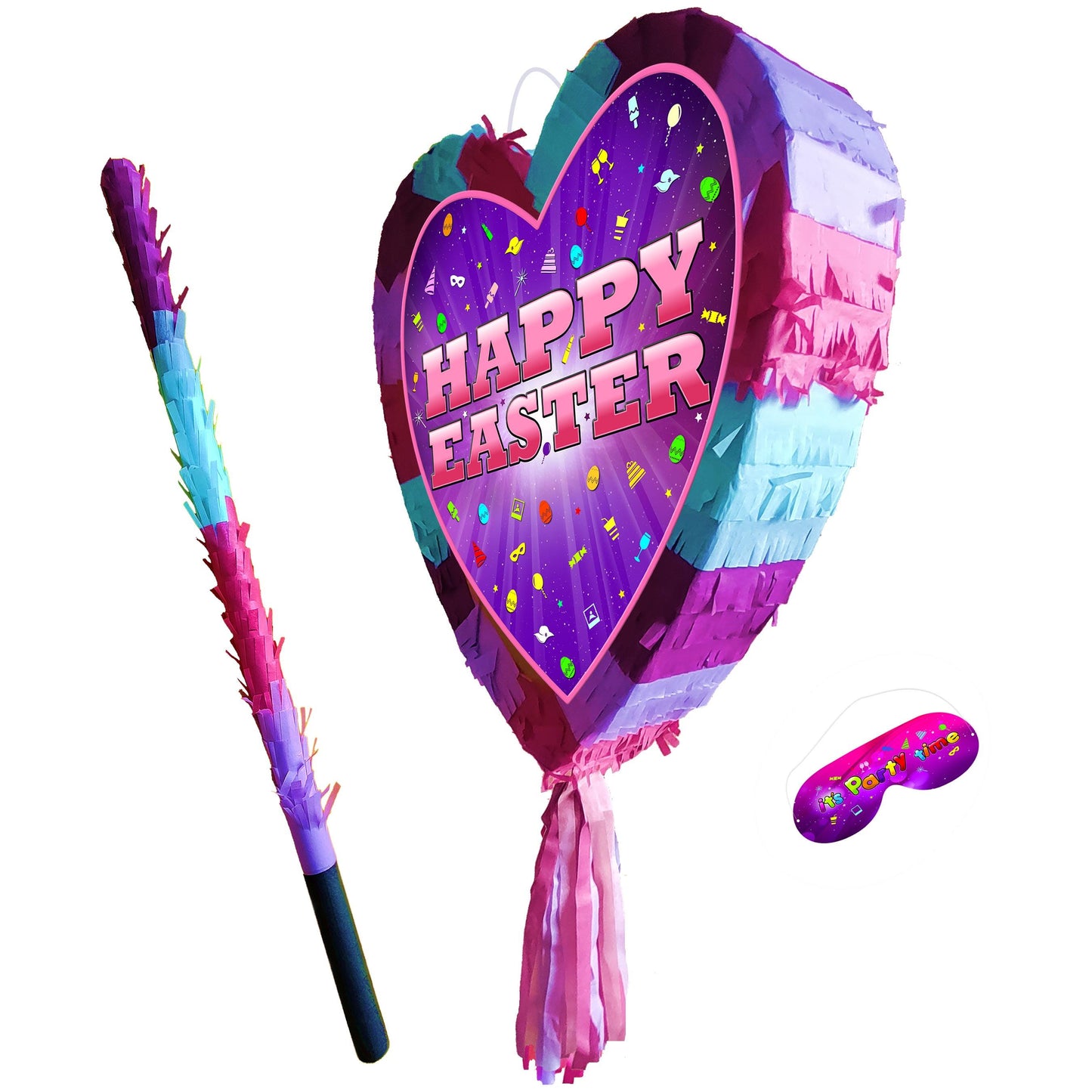 Easter Heart Pinata with stick good Friday happy bunny surprise hunt party game bonnet basket Pascha Resurrection Sunday UK Large