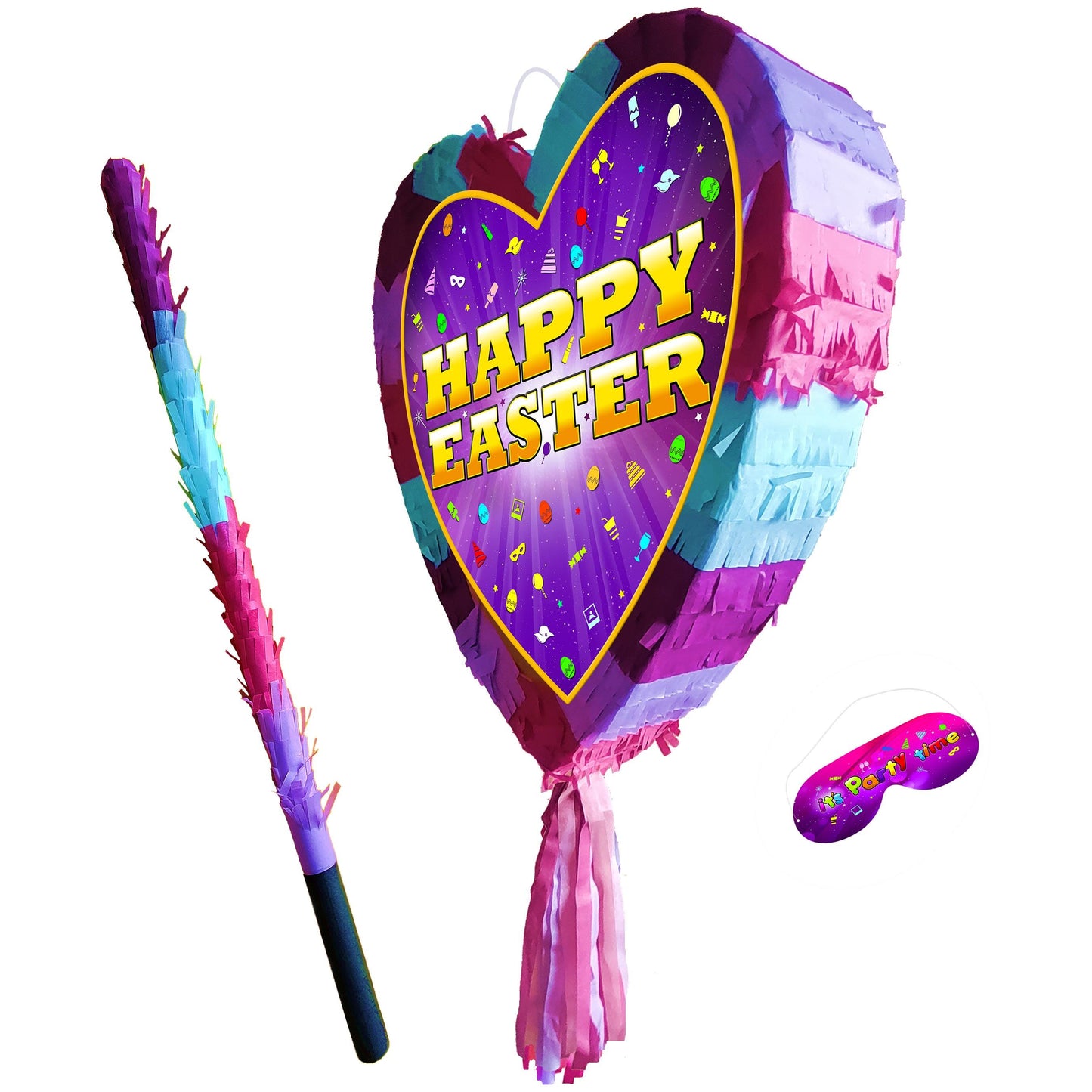 Easter Heart Pinata with stick good Friday happy bunny surprise hunt party game bonnet basket Pascha Resurrection Sunday UK Large