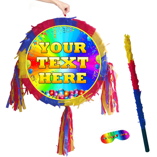 UK Seller personalised theme Piñata Party Round pinata happy birthday fun stick blindfold on demand order variety cartoons custom text name