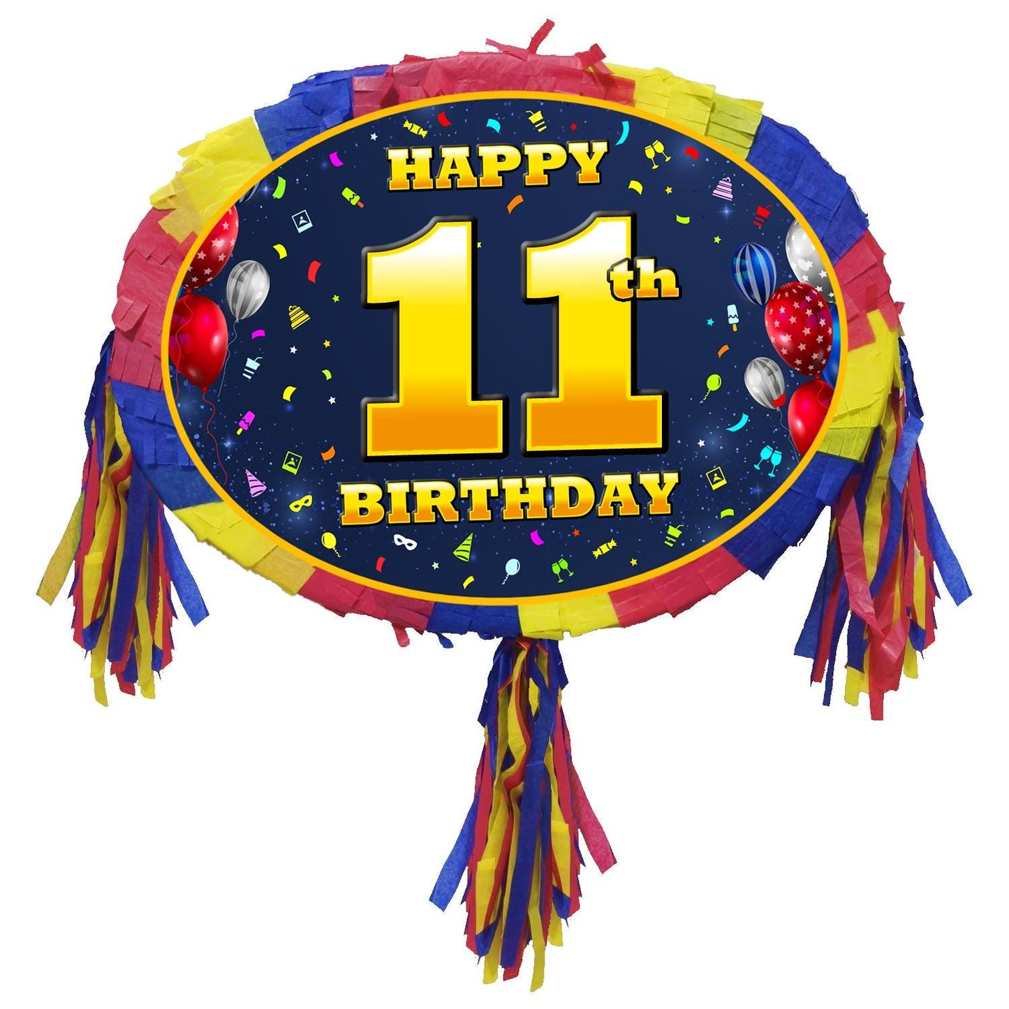 11th Birthday Pinata with Stick & Blindfold, Unisex Party Game