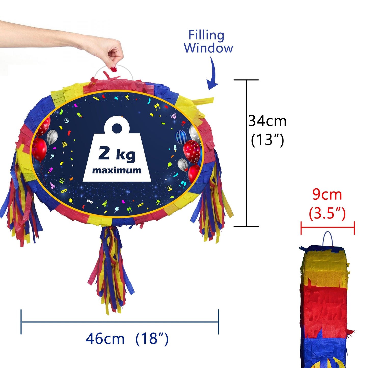 11th Birthday Pinata with Stick & Blindfold, Unisex Party Game