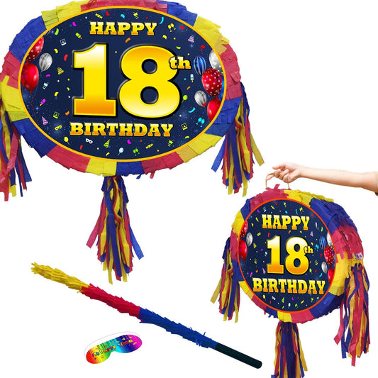 18th Birthday Number Piñata with Stick & Blindfold
