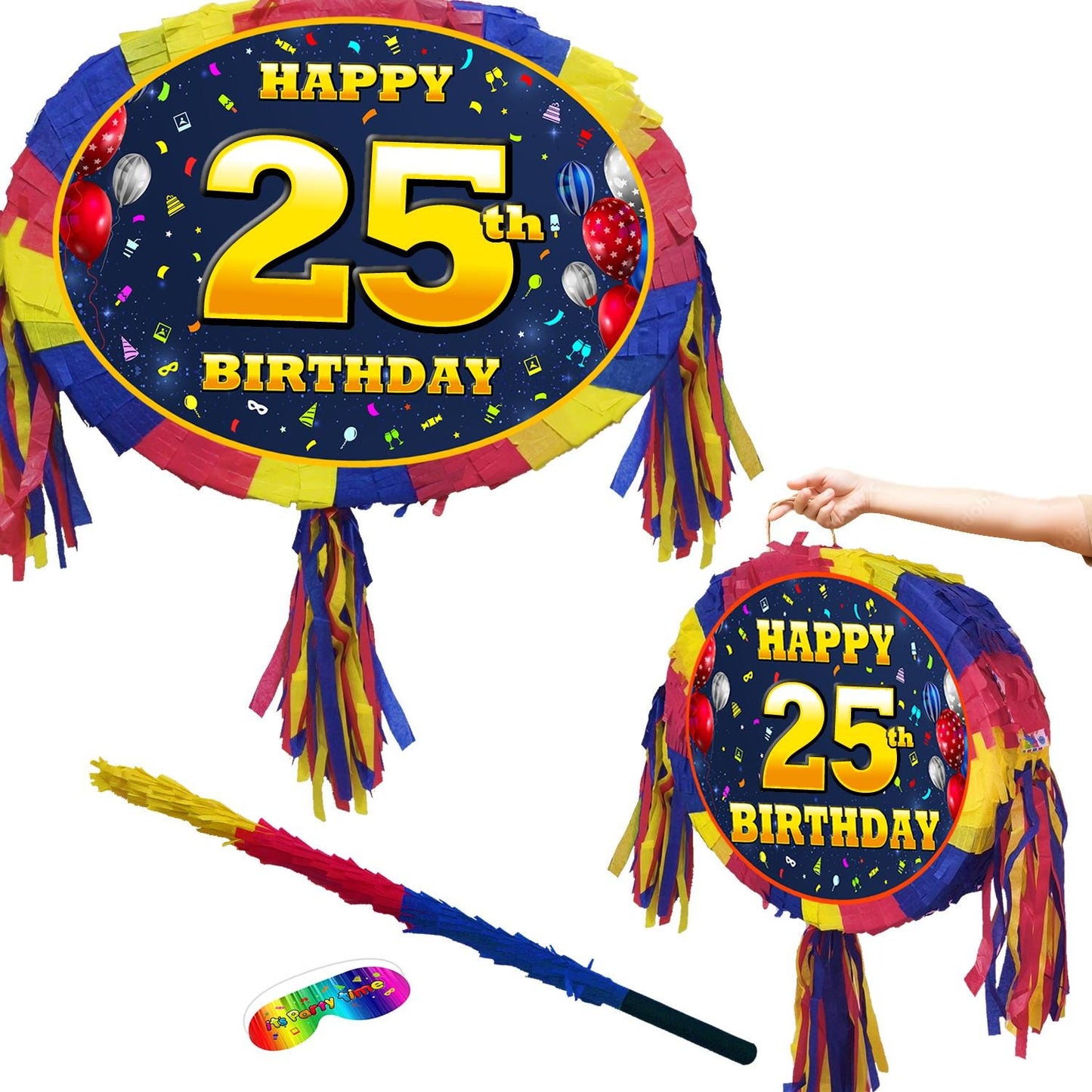 25th Birthday Number Pinata with Stick & Blindfold