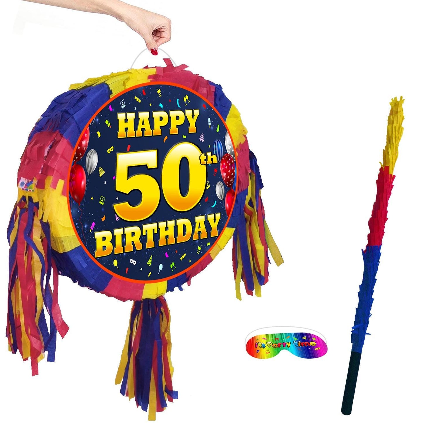 50th Birthday Number Pinata happy universal theme Party piñata supplies stick Smash Game unisex fifty fiftieth 50 years Golden Jubilee