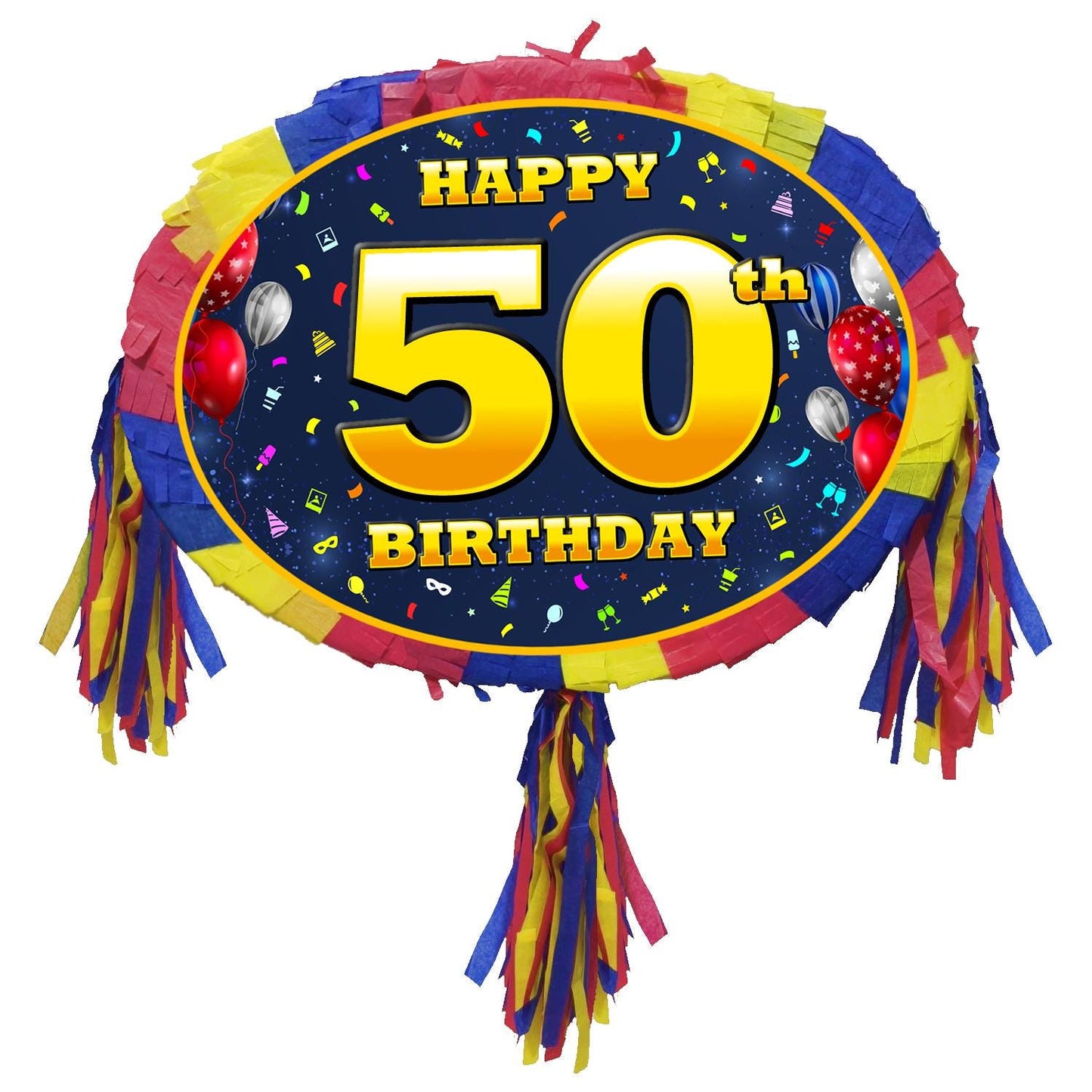 50th Birthday Pinata with Stick & Blindfold, Golden Jubilee Party