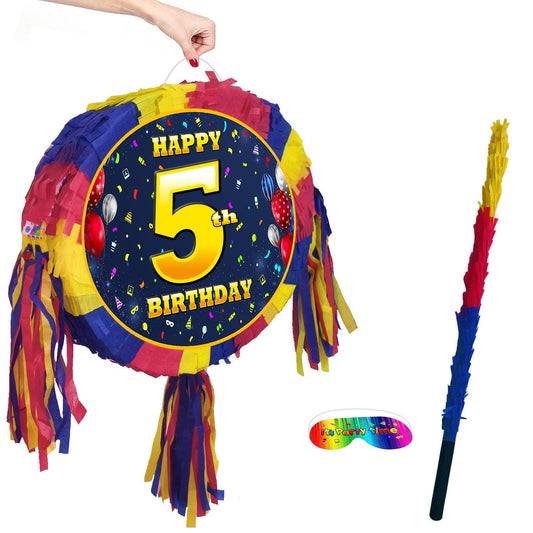 5th Birthday Pinata with Stick & Blindfold, Smash Game