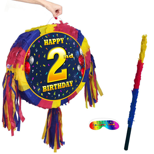 2nd Birthday Pinata with Stick & Blindfold