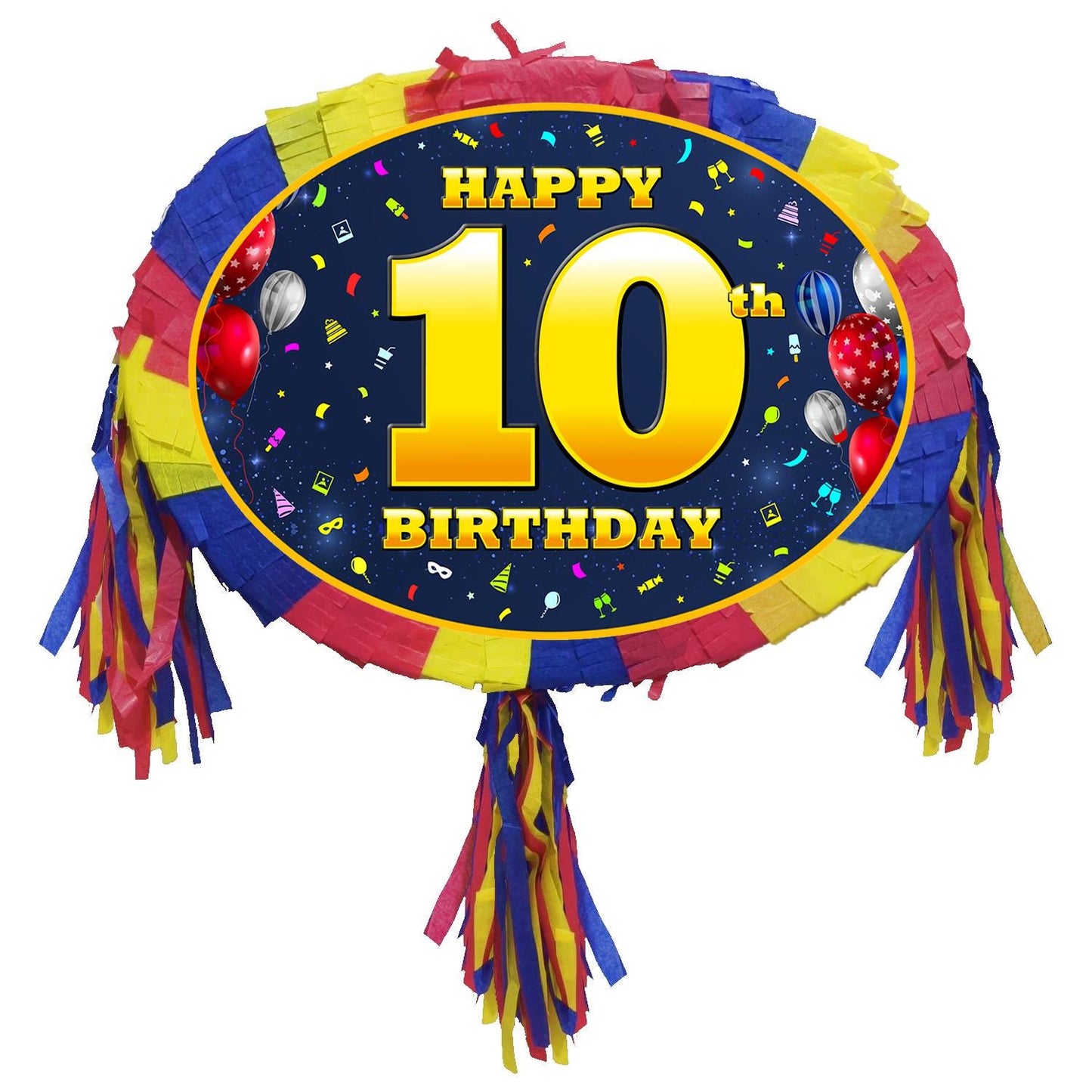 10th Birthday Piñata with Stick and Blindfold