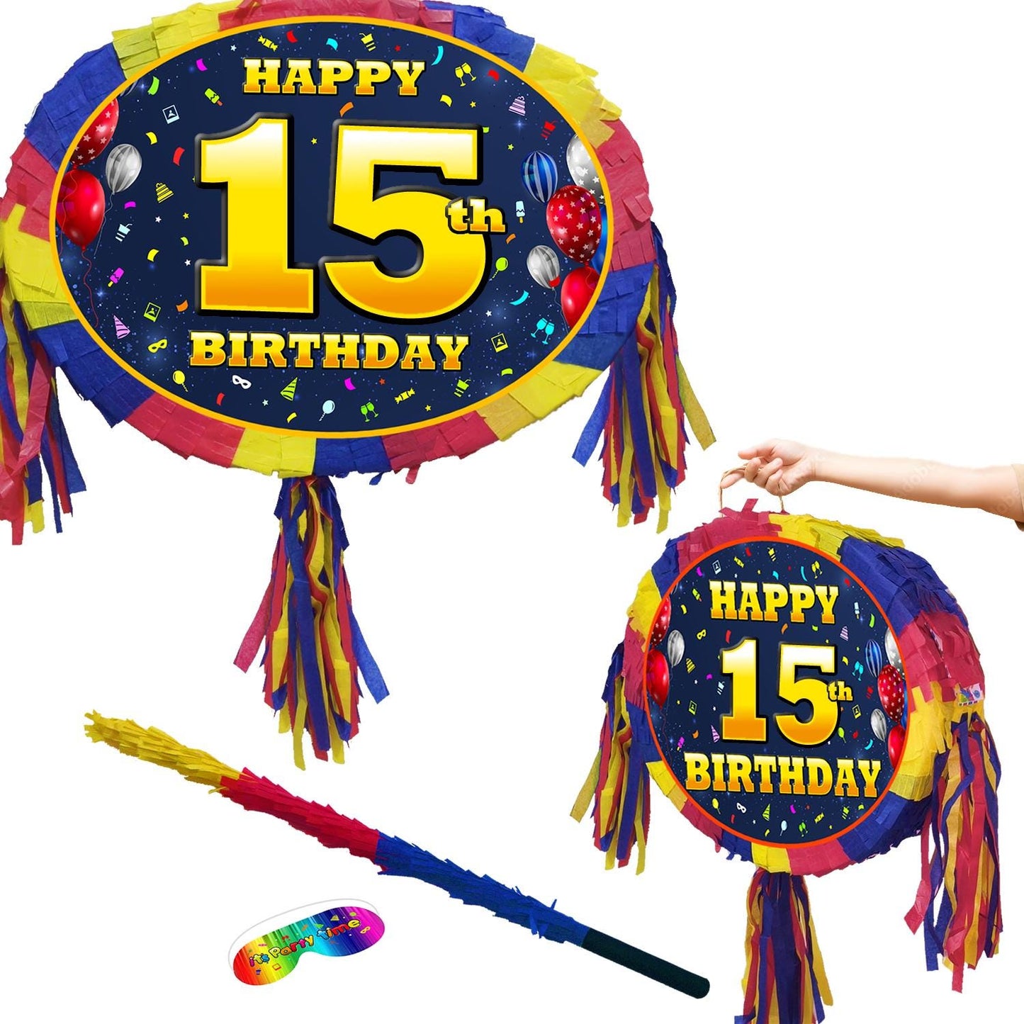 15th Birthday Number Pinata happy universal theme Party piñata supplies decorations stick Smash Game unisex fifteen fifteenth 15 years
