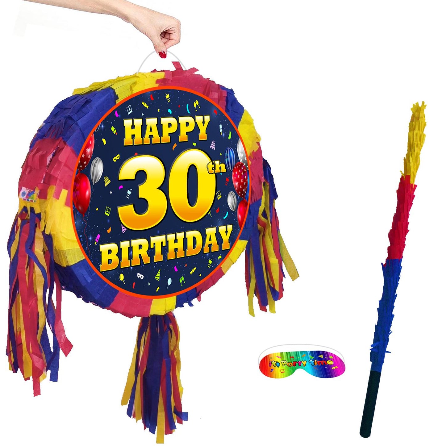 30th Birthday Number Pinata happy universal theme Party piñata supplies stick Smash Game unisex thirtieth thirty 30 years three zero