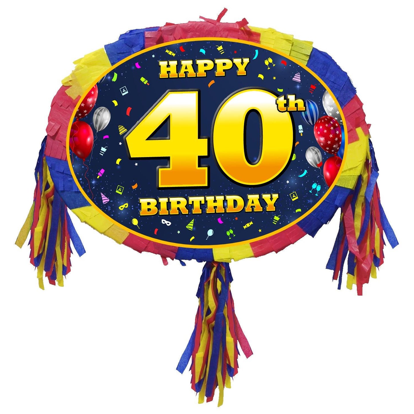 40th Birthday Number Pinata happy universal theme Party piñata supplies display stick Smash Game unisex forty fortieth 40 years four zero UK