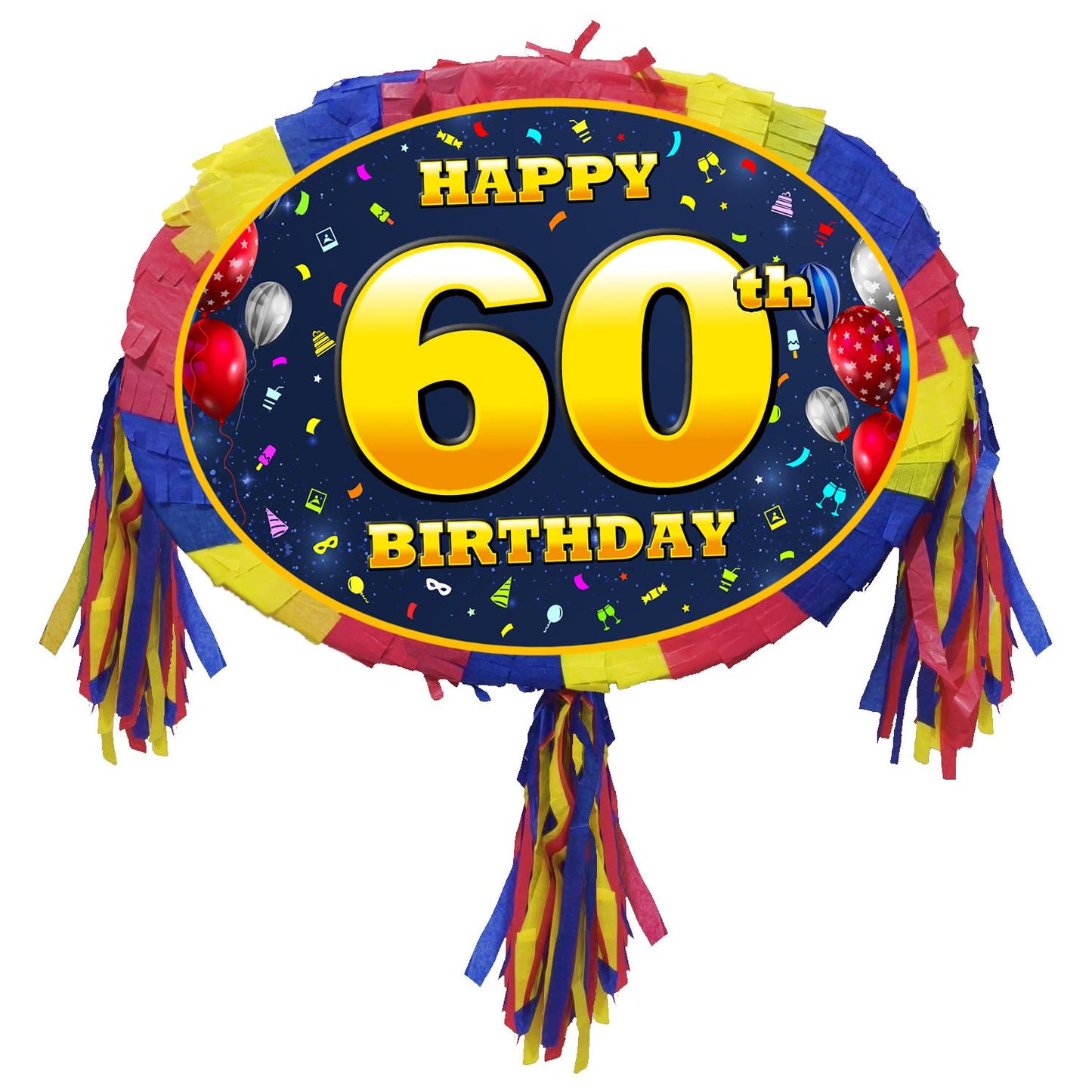 60th Birthday Number Pinata with Stick and Blindfold